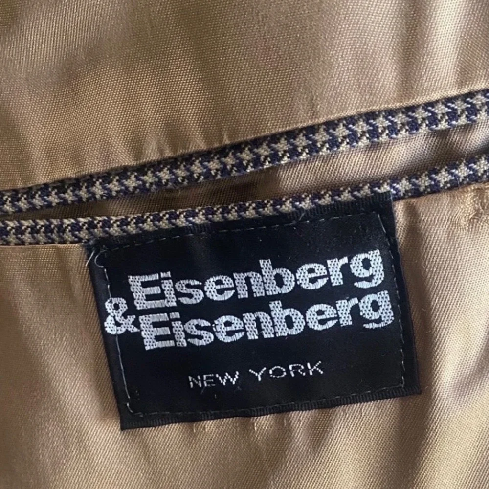Eisenberg & Eisenberg Vintage Brown Houndstooth Blazer Sport Coat Mens XL 44R